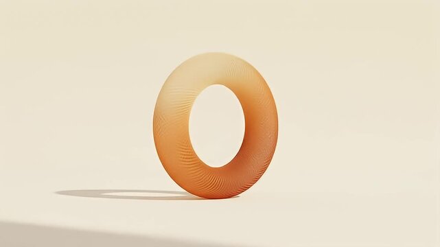 3D rendered toroid gradient on beige surface with soft lighting and long shadows