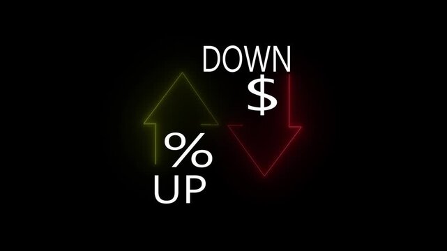 Quality and cost control concept on transparent background. Successful organization strategy and management quality control. Percentage icon of quality with up arrow and cost with down arrow. 4K,,