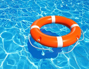 orange colored lifebuoy in a swimming pool