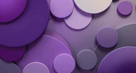 Abstract 3D purple circles overlapping background