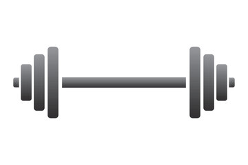 Barbel, Dumbbell Gym Icon silhouette on white background. Dumbbell for gym black sign design. Gym and fitness concept. Dumbbell icon pictogram vector eps illustration isolated on white background.