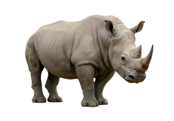 White Rhinoceros: Powerful Mammal Photograph on white background