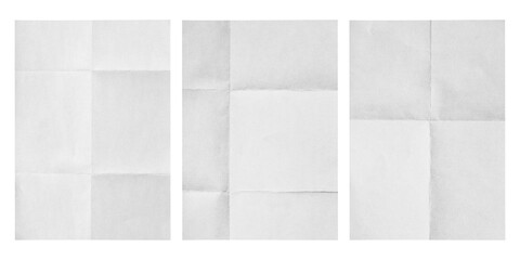 set of blank fold white paper isolated,Crumpled wrinkled Paper Poster Photo Effect Mockup,Crumpled...