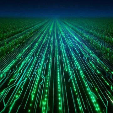 Abstract glowing circuit pathway