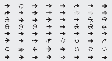 Collection of various arrow designs pointing in different directions for web design