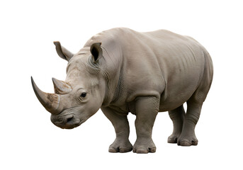 Obraz premium White Rhinoceros: Powerful Wildlife Photo - Perfect for Prints & Projects on white background