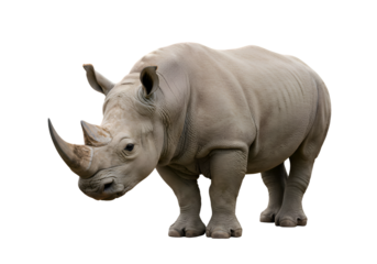 White Rhinoceros: Powerful Wildlife Photo - Perfect for Prints & Projects on white background