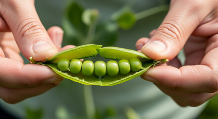 An eye-catching and appealing still life of a pea pod.