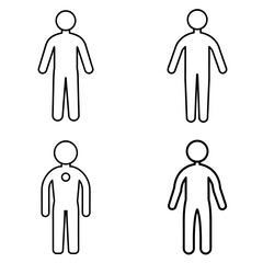 Set Of Minimal Human Body Icon Vector 