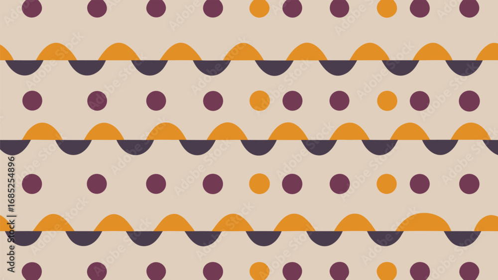 Poster retro geometric pattern with circles and arches in muted tones background