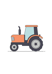 Naklejka premium Vibrant orange tractor ready for agricultural work, symbolizing farming and rural industry with a clean, modern design.