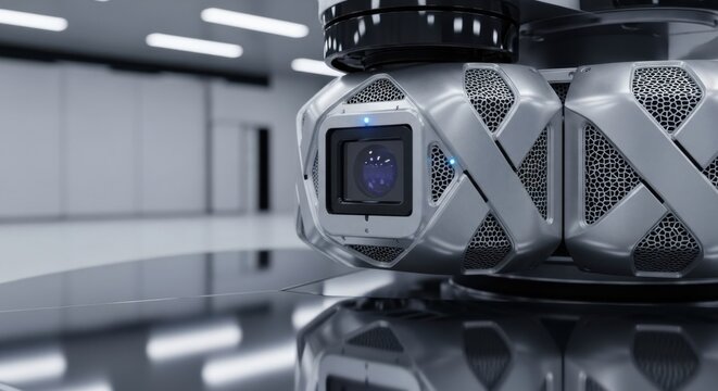 Futuristic Robotic Device with Advanced Camera System in Modern Laboratory - Powered by Adobe