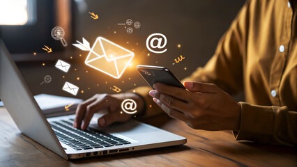 Seamlessly send and receive communications with a modern digital approach, connecting globally through technology.