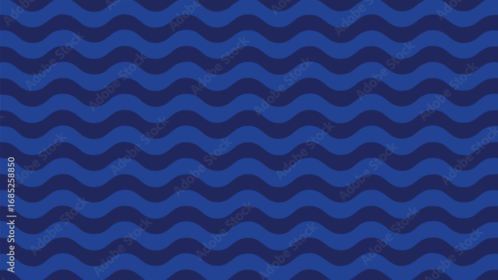 Poster seamless pattern of horizontal wavy lines in two shades of blue abstract background