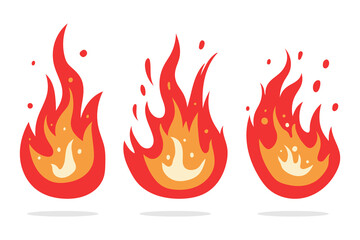 Vector illustration of three red hot fire elements
