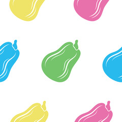 pattern with a set of bright simple vector icons of oval pumpkins of various colors, for autumn designs