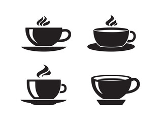 Classic Tea Cup Icon Silhouettes Designed in Beautiful Minimal Vector Style
