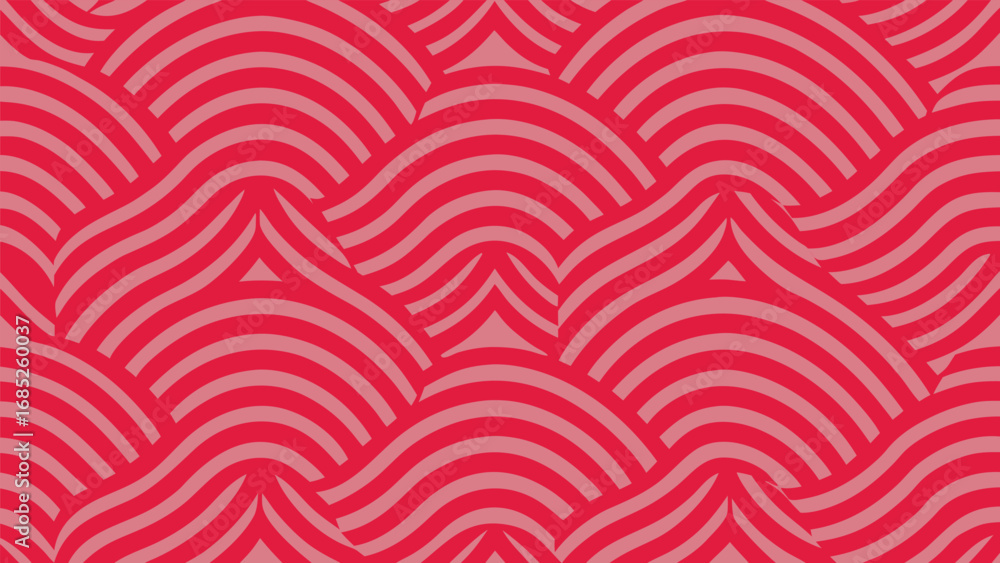 Poster seamless pattern of red and pink interlocking arches background texture