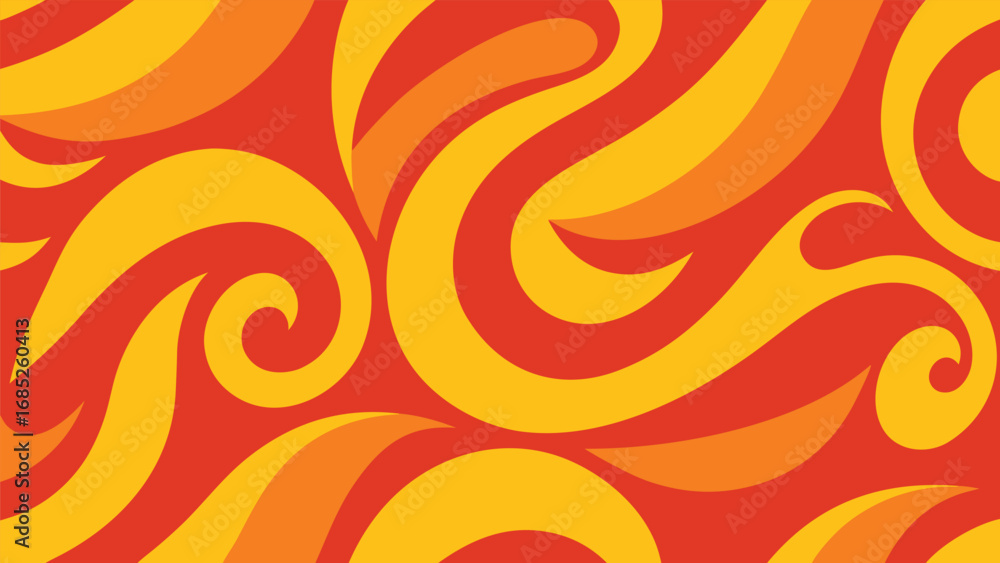 Poster seamless pattern of swirling orange and yellow abstract shapes background texture