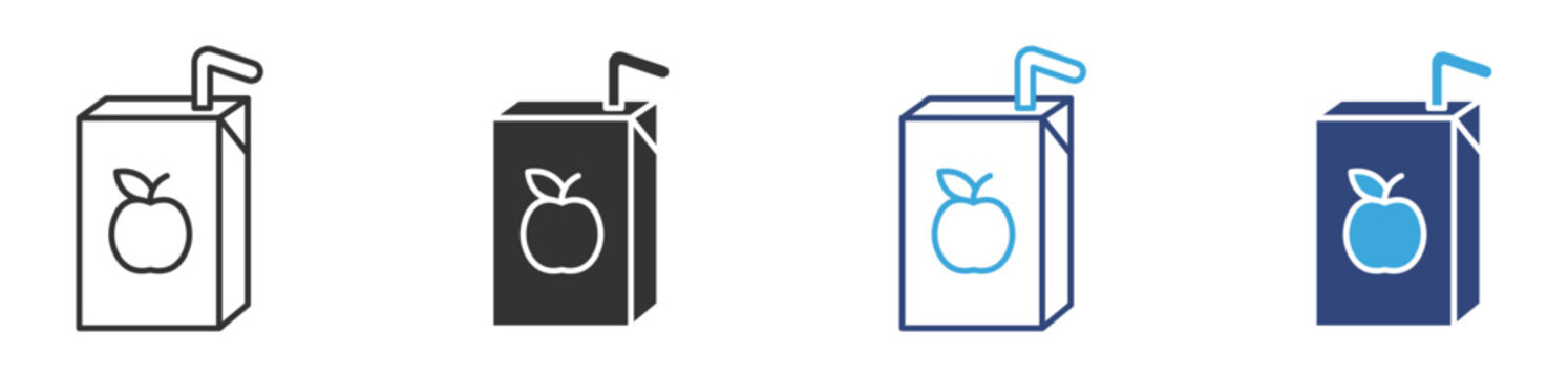 juice box icon set in outline and flat style , vector illustration.