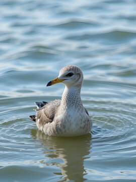 A young Sabine's gull (Larus sabini or Xema sabini) in lake Chiemsee, Germany on a summer day.