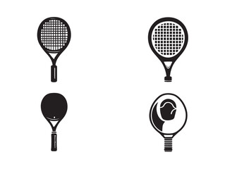 Tennis Racket Icon Set Featuring Unique Sports Silhouette Vector Illustrations