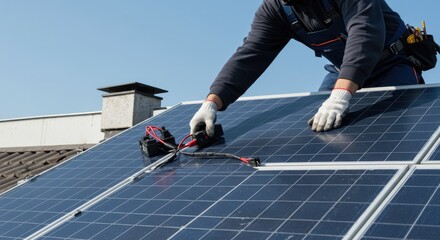 engineer inspecting solar panels