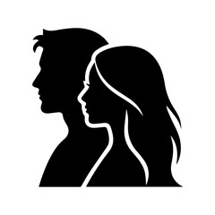 Man and Woman Silhouette Profile Icon – Male and Female Couple Vector Design