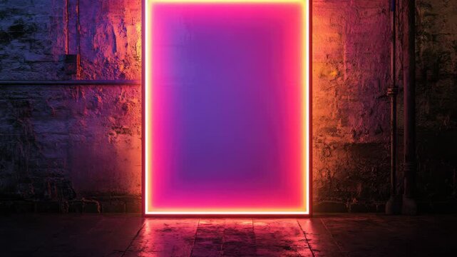 Modern Exit Door Illuminated with Bright Neons