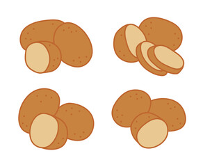 A set of various potato illustrations. Great for food illustrations, farm product labels, recipe design, kitchen graphics, and vegetable-themed packaging.