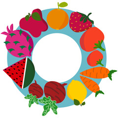 Round Fruit Frame Vector Design