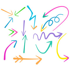 Colorful Arrow Doodle Vector Set