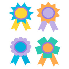 Colorful Award Ribbon Badge Set