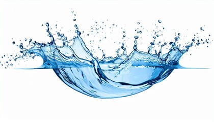 Obraz premium 水がスプラッシュする水面、炭酸水や洗浄イメージの爽やかな水飛沫画像