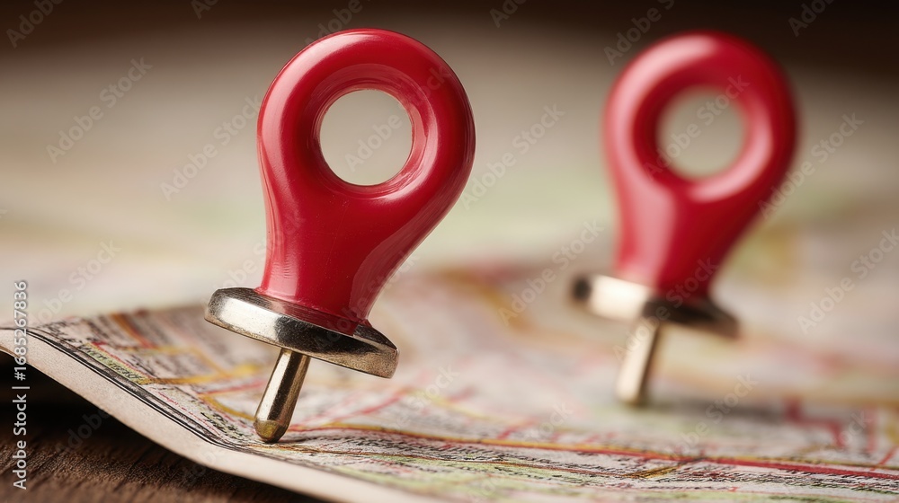 Poster detailed map featuring two red pins symbolizing key locations for ai infrastructure and core technol