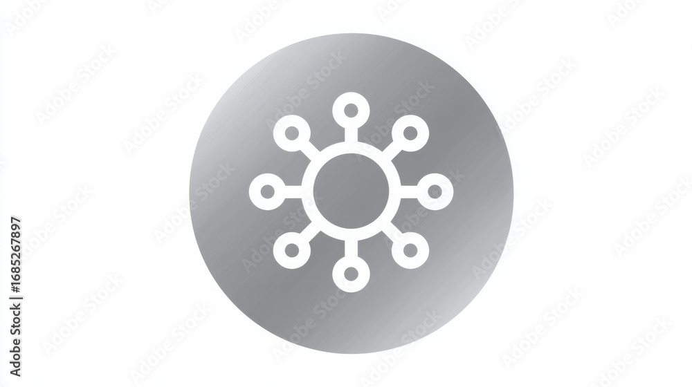 Poster simplistic white and gray circular icon representing key concepts in ai insight distillation and str