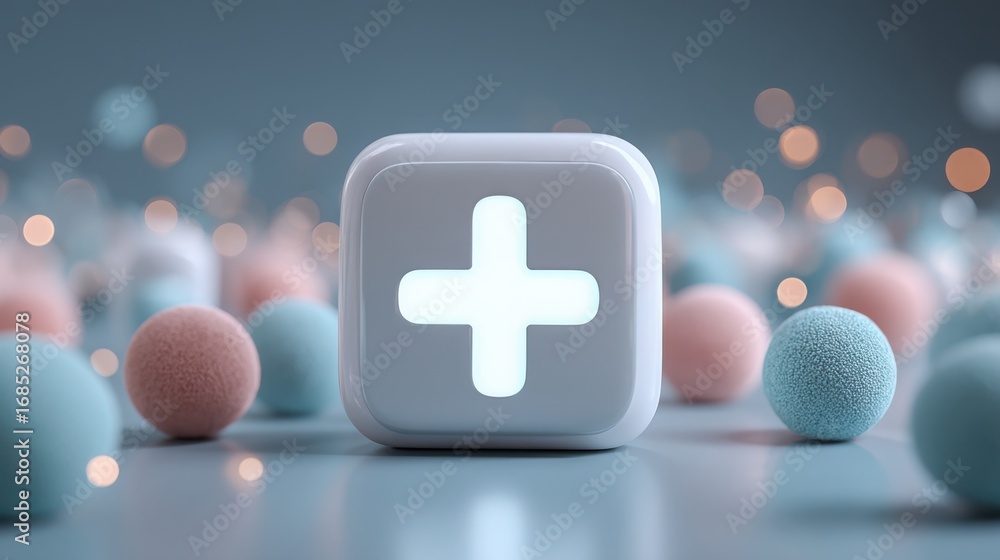 Poster clean white cross on blue background representing market bias filter and noise reduction concepts in