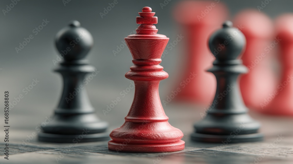 Poster strategic chess game board in progress symbolizing intelligent portfolio adjustment and risk rebalan