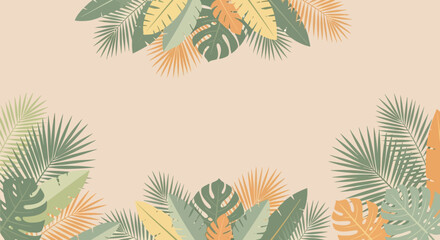 Naklejka premium Tropical Paradise Colorful Leaf Collection on Beige Background for Summer Vibes
