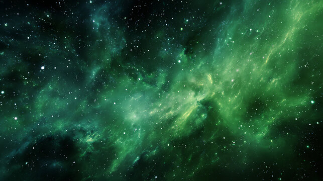 High-quality photo of sky galaxy outer space nebula, thousand stars and green galaxy combination with various fractal ideas. - Powered by Adobe