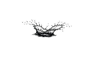 Naklejka premium Artistic black and white ink splashing into water with droplet effects. Vector retro hand drawn illustration