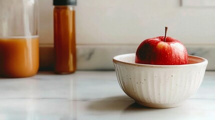 Red Apple in Bowl, Kitchen Still Life