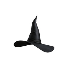 Classic Black Witch Hat with Pointed Tip Isolated on White Background for Halloween Costume Design