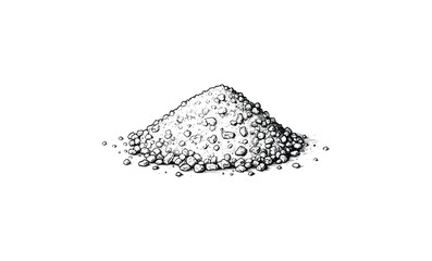 Hand-drawn black and white illustration of salt pile. Vector retro hand drawn illustration