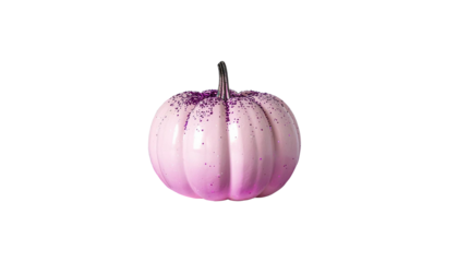 pink pumpkin with glitter, Halloween decorations isolated on transparent background, png