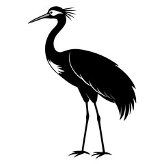 Standing Crane Silhouette Vector