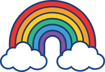Brightly colored rainbow arching over fluffy white clouds © Nizam