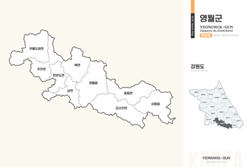 강원도 영월군 행정동 윤곽선 지도