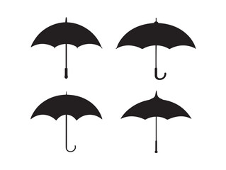 Obraz premium Stylish Umbrella Icon Collection in Modern Silhouette Vector