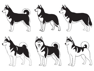OUTLINED SIBERIAN HUSKY SILHOUETTE